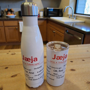 Water bottle and travel cup.